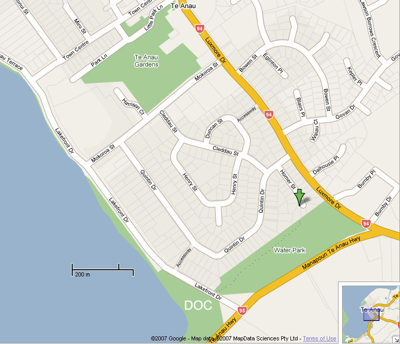 Map to 16 Homer Street, Te Anau